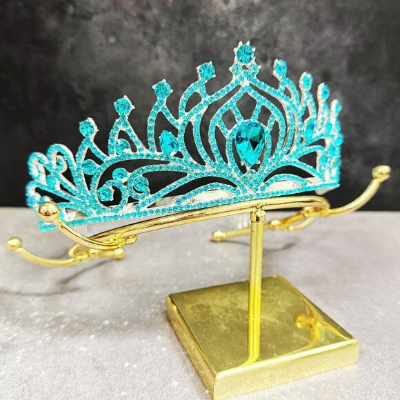 Ocean Blue Tiara, Tiara with Comb, Princess Tiara, Silver Cosplay Headband - Picture 4 of 8